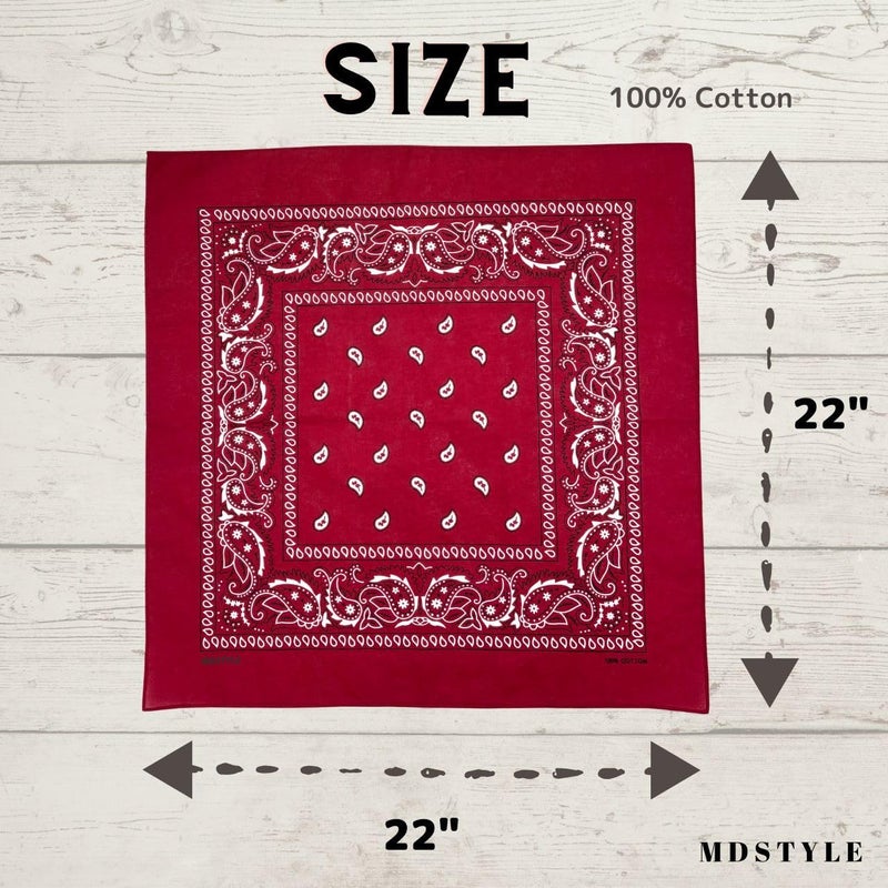 MD Style 6 PCS 100% Cotton Bandanas 22” x 22" for Men & Women Paisley Handkerchief Headband Scarf Bandana - Image 5